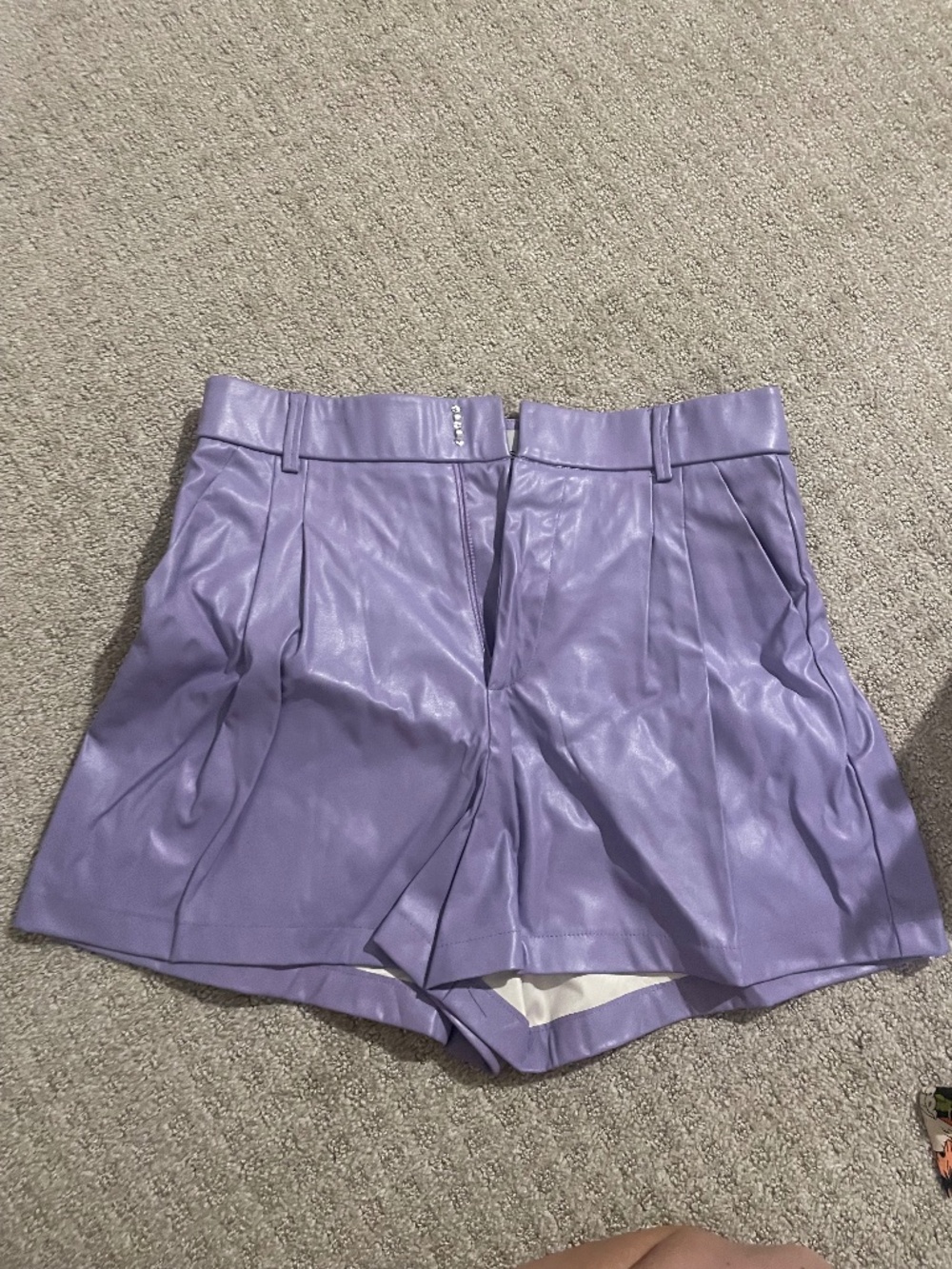 Purple leather shorts